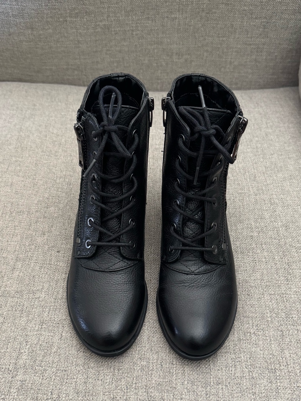 Marc Fisher Andreya Black Lace-Up Ankle Combat Women’s Boots✨